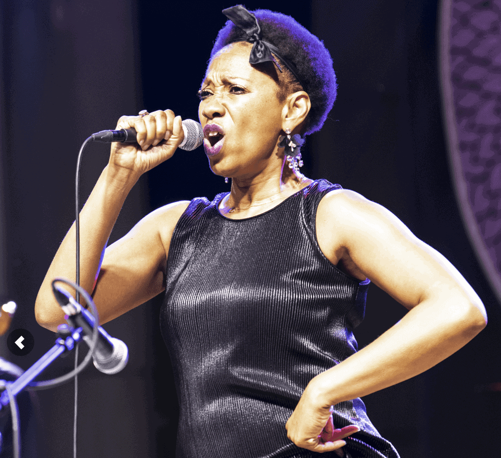 woman singing in a live show