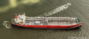 Caroni Plain Oil Chemical Tanker Ship in Charleston Harbor Aerial