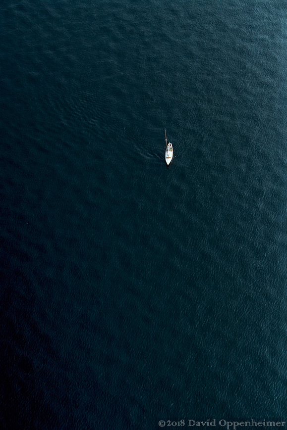 Sailboat Adrift on Lake Washington Aerial