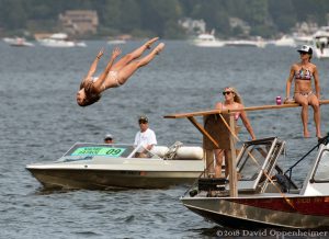 Girl in Bikini Diving into Water at Boatgating Party at Seattle Seafair