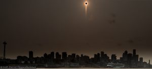 Seattle Skyline Simulated Total Solar Eclipse