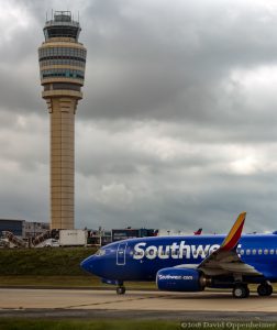 Southwest Airlines Jet and Control Tower at Atlanta Airport