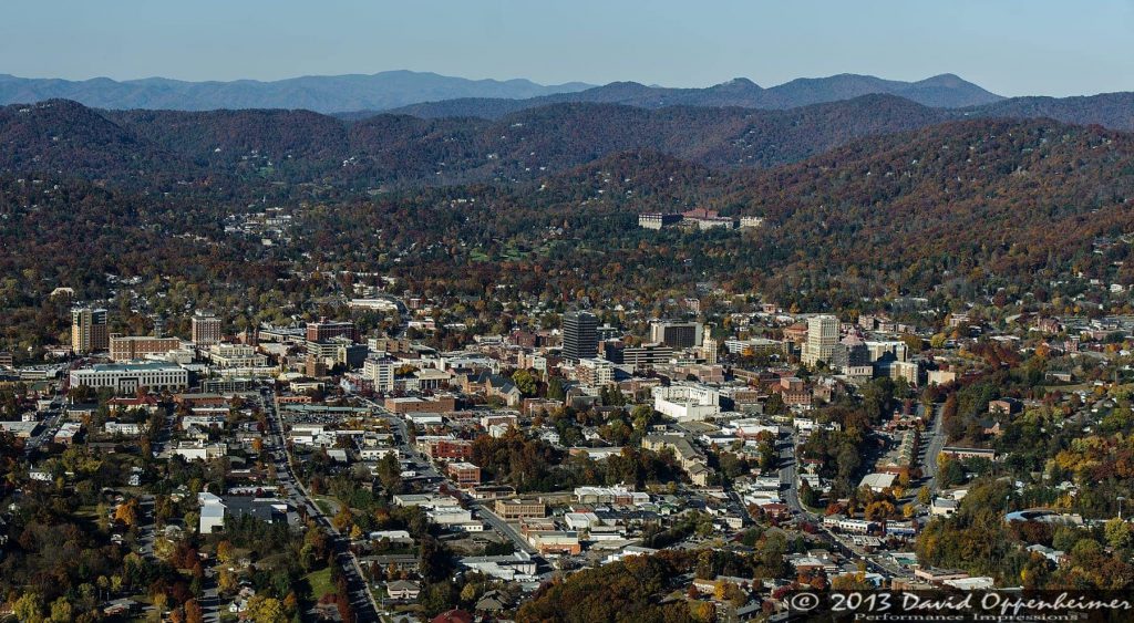 asheville cityscape aerial photography