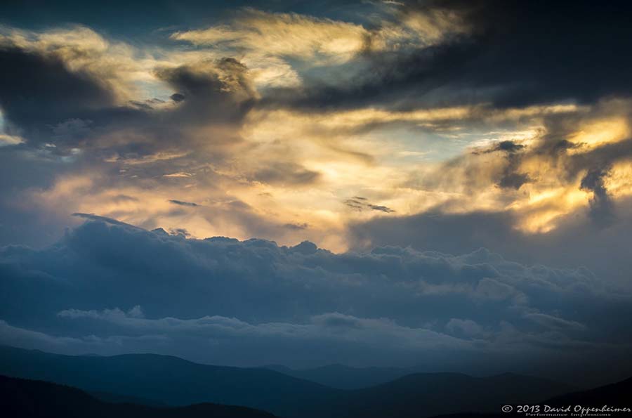 blue ridge mountains at sunset aerial photography