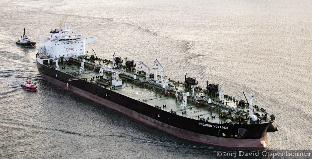 oil and gas aerial photo of a chevron pegasus voyager oil tanker