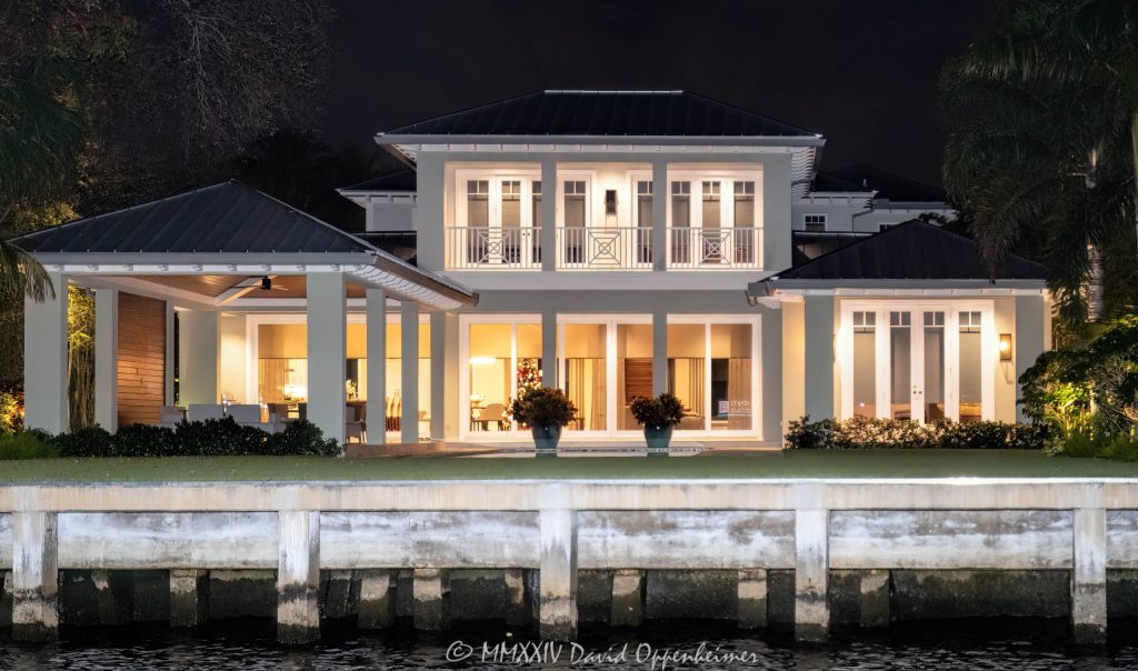 1110 SE 4th St luxury waterfront estate in the Sagamore Cove neighborhood of Las Olas in Fort Lauderdale, Florida - © 2024 David Oppenheimer - Performance Impressions photography archives - https://performanceimpressions.com 1110 SE 4th St, Sagamore Cove, Fort Lauderdale, Florida, estate, facade, waterfront, mansion, luxury real estate, real estate, Fort Lauderdale real estate, dock, dockage, home, house, stunning, Intracoastal, Intracoastal Waterway, gated community, community, private community, waterfront estate, private, prestigious, balcony, balconies, windows, Spanish style, 33301, South Florida, Broward County, neighborhood, security, Las Olas, contemporary, modern, exclusive, property, peninsula, luxury estate, smart home, resort-style, outdoor living, New River, East Fort Lauderdale, architecture, sunset, palm trees, tropical, seawall, grounds, yard, David Oppenheimer, color, horizontal, United States, VAu 1-530-124, 1-13553735171,