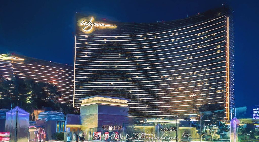 Wynn and Encore Las Vegas resort and casino lights at night in Las Vegas, Nevada - © 2025 David Oppenheimer - Performance Impressions photography archives - https://performanceimpressions.com Wynn, Encore, Encore Las Vegas, Encore Resort, Encore Casino, Encore Vegas, Encore at Wynn, Wynn Las Vegas, Wynn Vegas, Wynn Resort, Wynn Casino, Wynn Resorts, 3131 Las Vegas Blvd S, 89109, hotel, casino, resort, building, architecture, shops, shopping, bridge, night, lights, city lights, WYNN, WYNN stock, five star, luxury, Louis Vuitton, CHANEL, Dior, Cartier, Fashion Show Mall Bridge to Wynn, Fashion Show Mall Bridge, Las Vegas, Vegas, Las Vegas at night, Las Vegas city lights, Las Vegas Strip, Las Vegas Strip architecture, Las Vegas night photography, night photo, nighttime, cityscape, urban photography, mall, Fashion Show, vacation, escape, dream, art, fine art, artwork, painting, resort architecture, casino lights, neon lights, modern architecture, urban, casinos, facade, urban design, design, skyline, Nevada, Nevada photography, colorful, United States, horizontal, color, 1-14977862771
