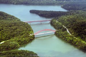 AMVETS Memorial Bridge on the Taconic State Parkway over the New Croton Reservoir in Yorktown Heights, New York Aerial View