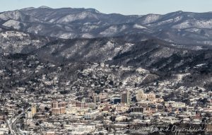 Asheville Downtown and Blue Ridge Mountains Aerial