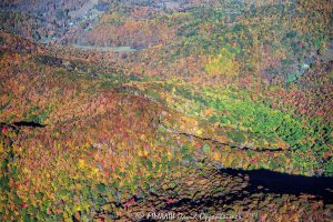 Aerial View of Fall Colors in the Cruso Community of Reed Cove in Haywood County, North Carolina