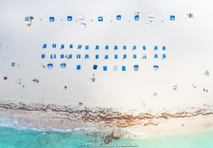 Beach Umbrellas on South Beach in Miami Beach Aerial View