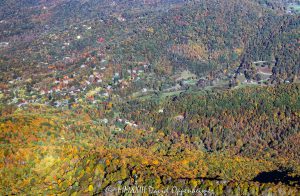 Beaverdam Valley and Elk Mountain in North Asheville with Autumn Colors Aerial View