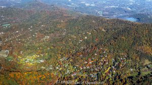 Beaverdam Valley and Elk Mountain in North Asheville with Autumn Colors Aerial View
