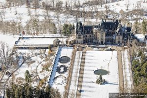 Biltmore Estate with Snow Aerial Photo