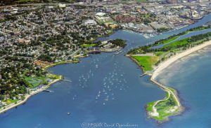 Black Rock Harbor in Bridgeport, Connecticut Aerial View