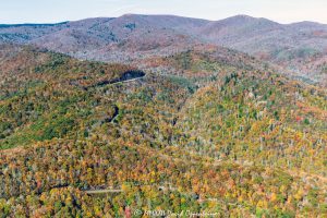 Blue Ridge Parkway Autumn Colors at Graveyard Fields Aerial View 