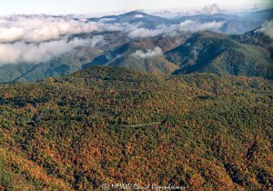 Blue Ridge Parkway Plott Balsam Overlook autumn colors aerial view 7677