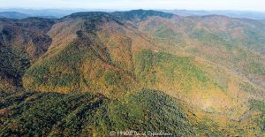 Blue Ridge Parkway Aerial View with Autumn Colors Below Richland Balsam