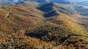 Blue Ridge Parkway Steestachee Bald and Rocky Branch Ridge Hazelwood WNC autumn colors aerial 7427