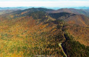 Blue Ridge Parkway Aerial View with Autumn Colors