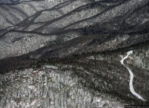 Snow Covered Mountains in Western North Carolina - Aerial Photo