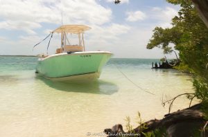 Boat on Beach at Boca Chita Key in Biscayne National Park