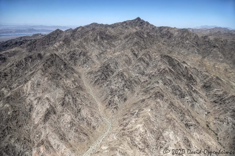 Bonelli Peak in Gold Butte National Monument along the border of Lake Mead National Recreation Area in Nevada Aerial View