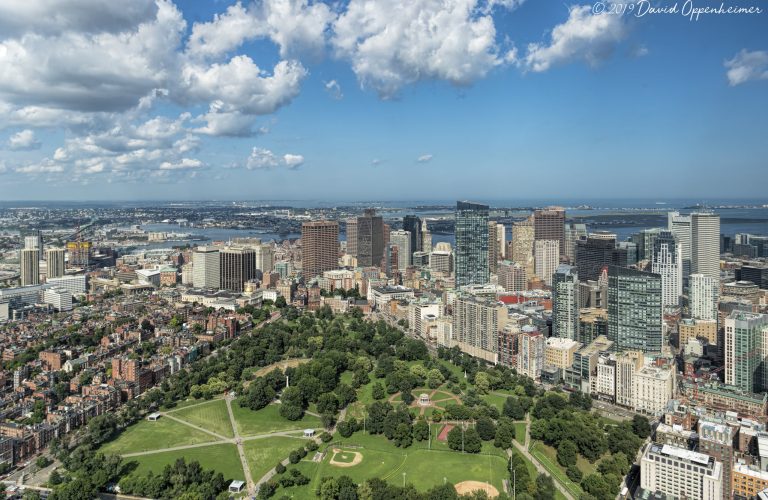 Boston Common and City Skyline Aerial