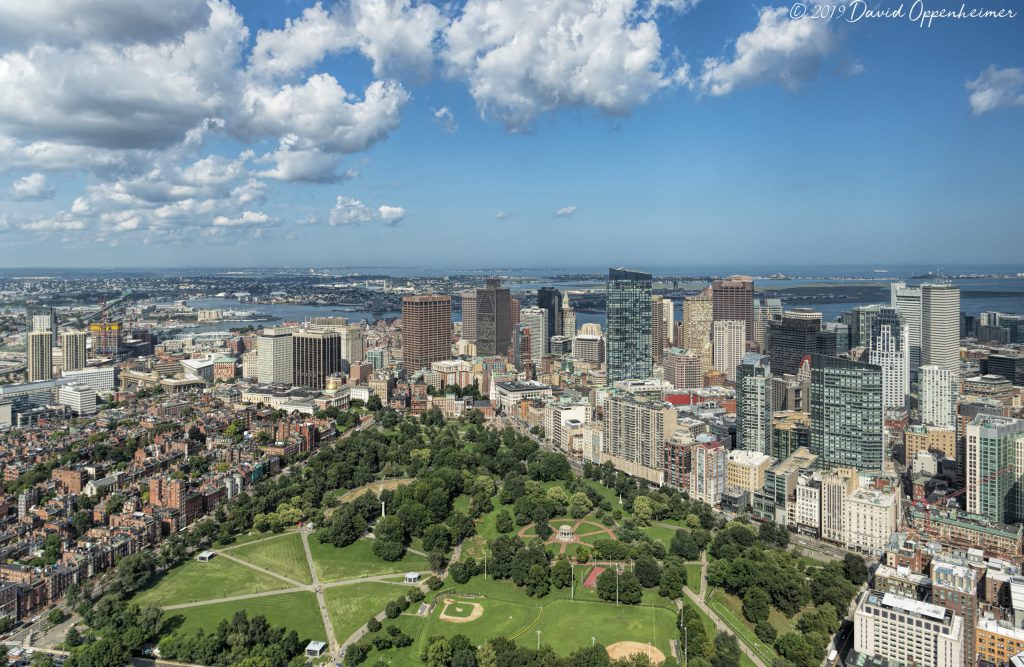 Boston Common and City Skyline Aerial