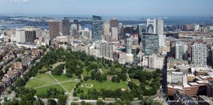 Boston Common and City Skyline Aerial