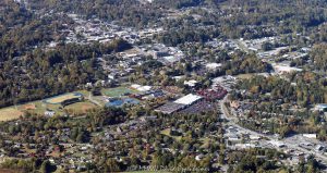 Brevard College and Downtown Brevard North Carolina aerial view 8071