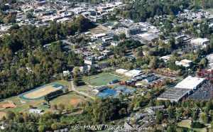 Brevard College and Downtown Brevard North Carolina aerial view 8073