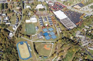 Brevard College campus aerial view 8090