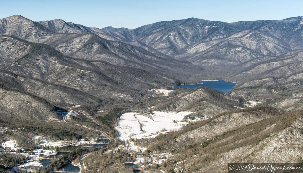 Burnett Reservoir and Asheville Watershed with Snow