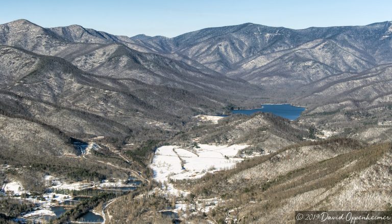 Burnett Reservoir and Asheville Watershed with Snow