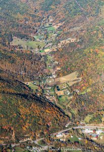 Curtis Creek Valley in Candler, North Carolina with Autumn Colors Aerial View