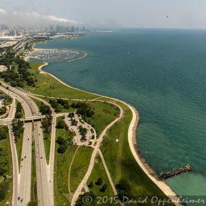 Chicago Lakefront Trail and Skyline Aerial Photo