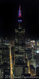 Willis Tower at Night - Chicago Aerial Photo