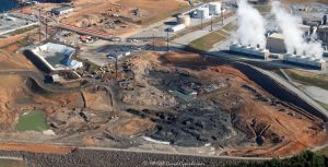 Coal Ash Pits at Duke Energy Asheville Combined Cycle Plant Aerial View