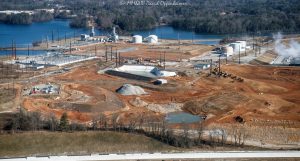 Coal Ash Pits at Duke Energy Asheville Combined Cycle Plant Aerial View