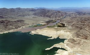 The Colorado River Flowing Into Lake Mead on the Nevada Arizona Border Aerial