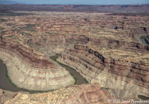 Confluence Overlook on Junction of the The Green River and the Colorado River in Canyonlands National Park Aerial