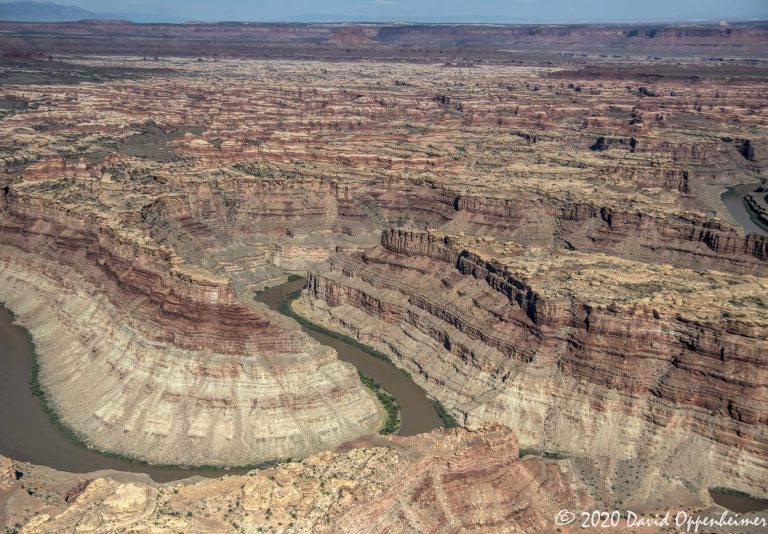 Confluence Overlook on Junction of the The Green River and the Colorado River in Canyonlands National Park Aerial
