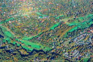 Country Club of Asheville and Beaverdam Valley in North Asheville with Autumn Colors Aerial View