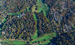 Country Club of Asheville and Beaverdam Valley in North Asheville with Autumn Colors Aerial View