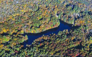 Deer Park Lake in Spruce Pine, North Carolina with Autumn Colors Aerial View