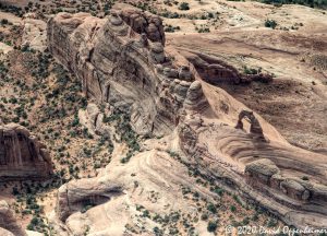 Delicate Arch in Arches National Park Aerial