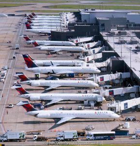 Delta Air Lines Boeing Jets at Hartsfield-Jackson Atlanta International Airport Aerial View