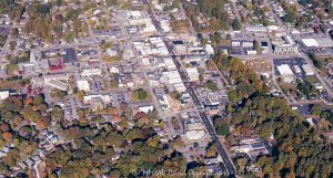 Downtown Brevard North Carolina aerial view 8116