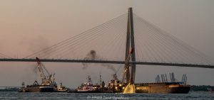 Dredging Charleston Harbor by the Arthur Ravenel Jr. Bridge